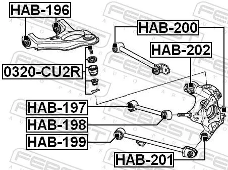 FEBEST FEBEST HAB-199 Mounting, control/trailing arm 