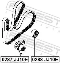 FEBEST FEBEST 0287-JJ10E Tensioner Pulley, V-ribbed belt 