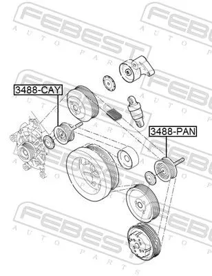 FEBEST FEBEST 3488-PAN Deflection/Guide Pulley, V-ribbed belt 