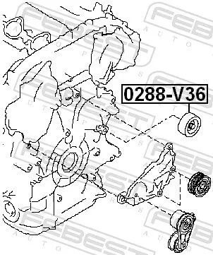 FEBEST FEBEST 0288-V36 Deflection/Guide Pulley, V-ribbed belt 