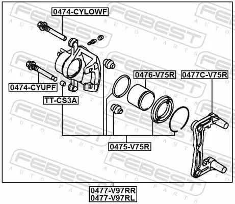 FEBEST FEBEST (0475-V75R) Repair Kit, brake caliper 