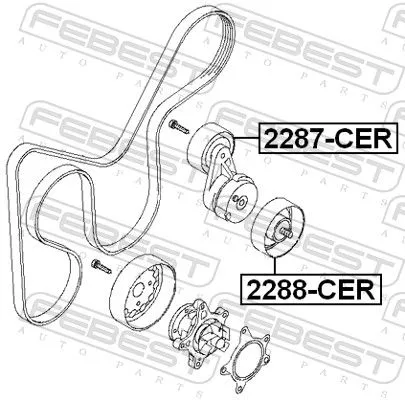 FEBEST FEBEST 2287-CER Tensioner Pulley, V-ribbed belt 