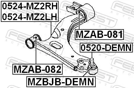 FEBEST FEBEST (MZAB-082) Mounting, control/trailing arm 