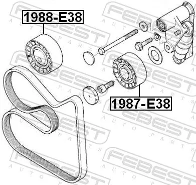 FEBEST FEBEST 1988-E38 Deflection/Guide Pulley, V-ribbed belt 