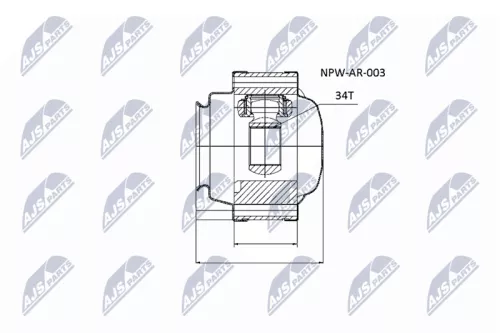 NTY NTY NPW-AR-003 Front NTY Cv Joint & Boot Kit 