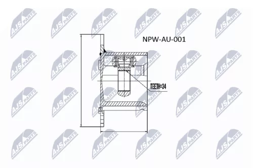 NTY NTY NPW-AU-001 Front Front Left Front Right Inner NTY Cv Joint & Boot Kit 