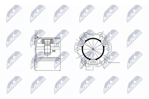 NTY NTY NPW-AU-003 Front Front Left Front Right Inner NTY Cv Joint & Boot Kit 