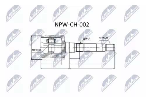 NTY NTY NPW-CH-002 Front Right NTY Cv Joint & Boot Kit 