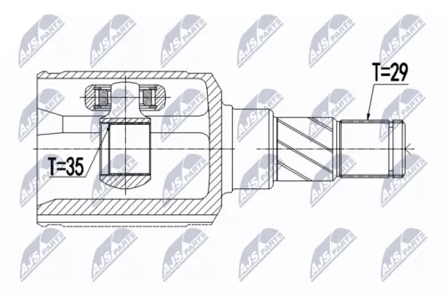 NTY NTY NPW-CH-075 Front Left NTY Cv Joint & Boot Kit 