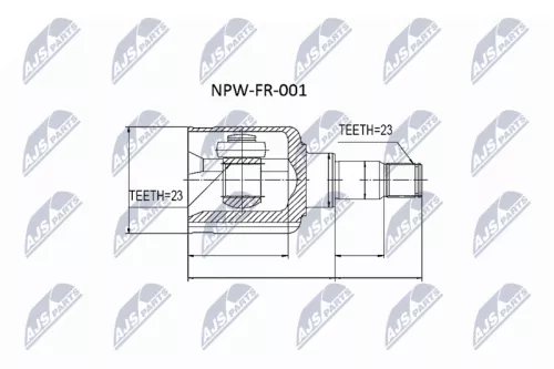 NTY NTY NPW-FR-001 Front Left Inner NTY Cv Joint & Boot Kit 