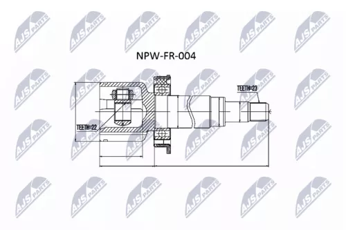 NTY NTY NPW-FR-004 Inner NTY Cv Joint & Boot Kit 