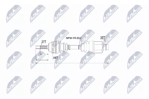 NTY NTY NPW-FR-012 NTY NPW-FR-012 Drive Shaft 