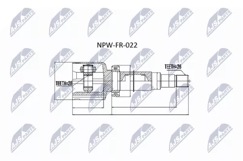 NTY NTY (NPW-FR-022) Joint Kit, drive shaft 