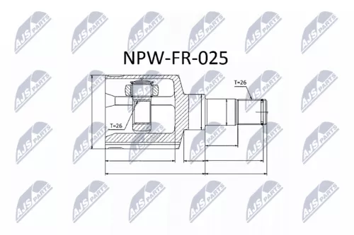 NTY NTY NPW-FR-025 Front Left Inner NTY Cv Joint & Boot Kit 