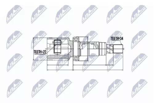NTY NTY NPW-FR-052 Front Right NTY Cv Joint & Boot Kit 