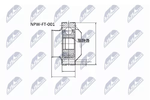 NTY NTY NPW-FT-001A Inner NTY Cv Joint & Boot Kit 