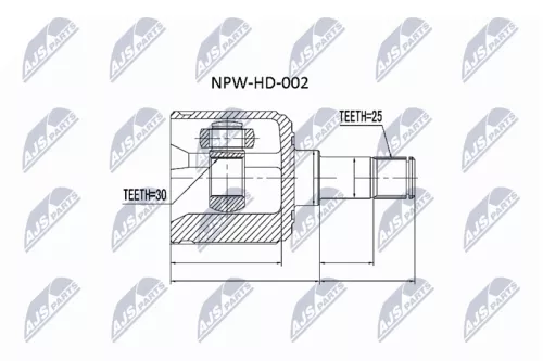 NTY NTY NPW-HD-002 Front Left Inner Front Right Outer NTY Cv Joint & Boot Kit 