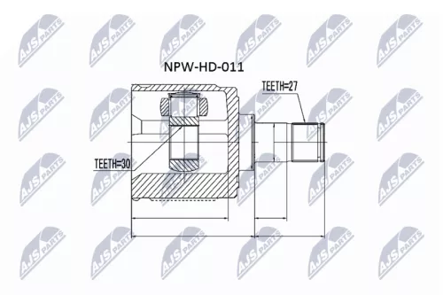 NTY NTY NPW-HD-011 Front Right Inner NTY Cv Joint & Boot Kit 