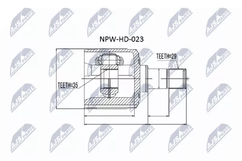 NTY NTY NPW-HD-023 Front Right Outer NTY Cv Joint & Boot Kit 