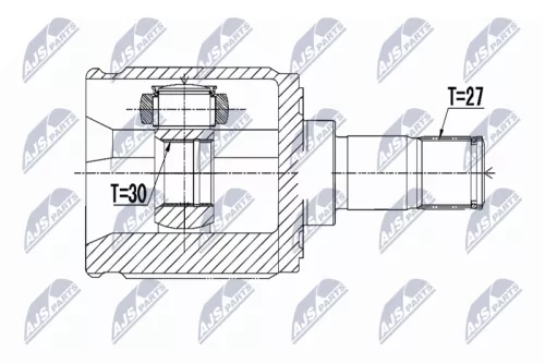 NTY NTY NPW-HD-049 Inner Front Left NTY Cv Joint & Boot Kit 