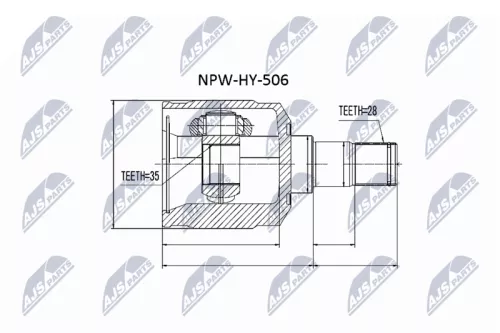 NTY NTY NPW-HY-506 Front Left Inner NTY Cv Joint & Boot Kit 