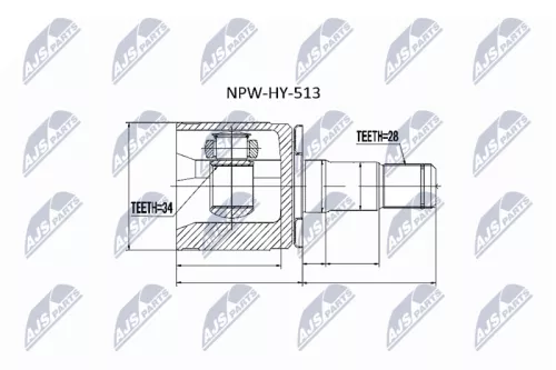 NTY NTY NPW-HY-513 Inner NTY Cv Joint & Boot Kit 