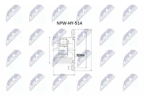NTY NTY NPW-HY-514 Inner Front Right NTY Cv Joint & Boot Kit 