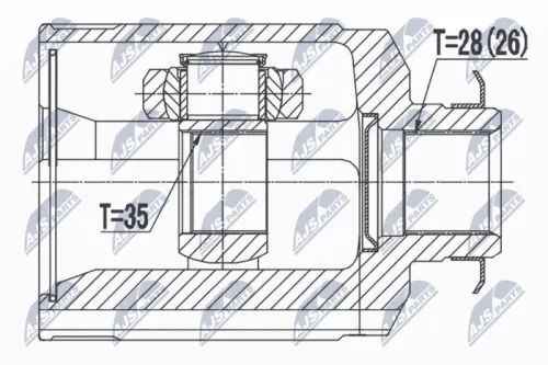 NTY NTY NPW-HY-524 Front Right Inner NTY Cv Joint & Boot Kit 