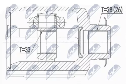 NTY NTY NPW-HY-544 Front Right NTY Cv Joint & Boot Kit 