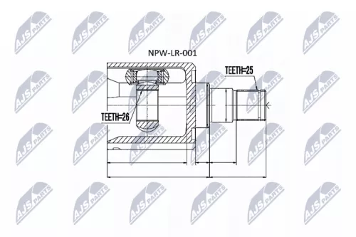 NTY NTY NPW-LR-001 Inner NTY Cv Joint & Boot Kit 