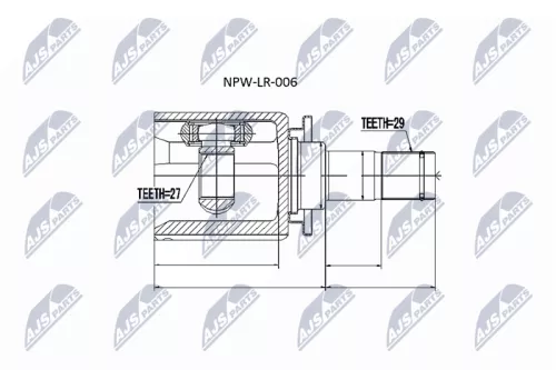 NTY NTY NPW-LR-006 Front Right Outer NTY Cv Joint & Boot Kit 