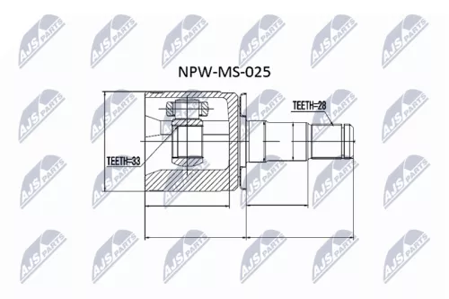 NTY NTY NPW-MS-025 Front Left Inner NTY Cv Joint & Boot Kit 