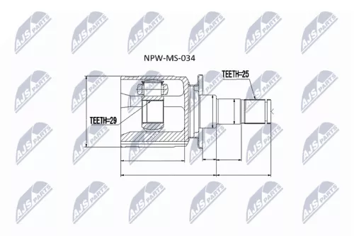 NTY NTY NPW-MS-034 Rear Left Rear Right Inner Rear NTY Cv Joint & Boot Kit 
