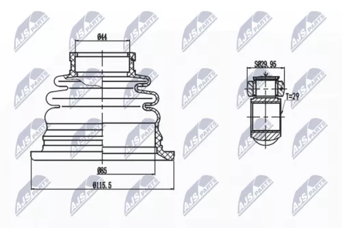 Inner Front Left NTY Cv Joint & Boot Kit