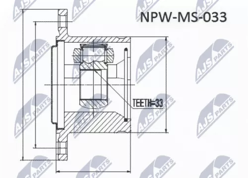NTY NTY NPW-MS-054 Inner Front Right NTY Cv Joint & Boot Kit 