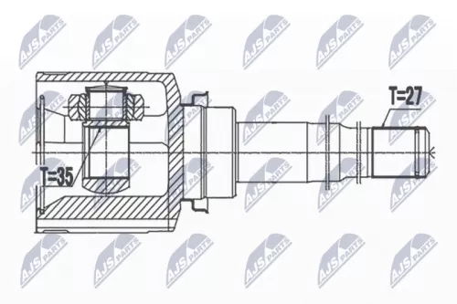 NTY NTY NPW-MS-070 Front Right NTY Cv Joint & Boot Kit 