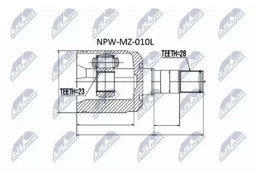 NTY NTY NPW-MZ-010L Inner Front Left NTY Cv Joint & Boot Kit 