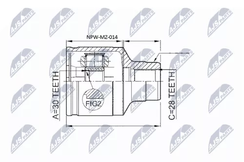 NTY NTY NPW-MZ-014 Inner NTY Cv Joint & Boot Kit 