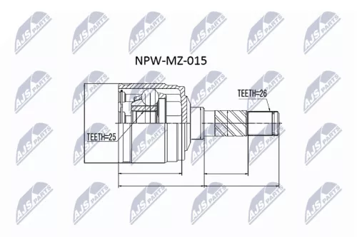 NTY NTY NPW-MZ-015 Front Left Inner NTY Cv Joint & Boot Kit 