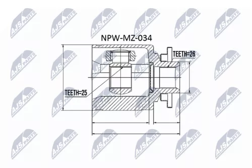 NTY NTY NPW-MZ-034 Front Left Inner NTY Cv Joint & Boot Kit 
