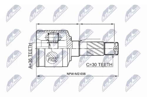 NTY NTY NPW-MZ-038 Front Left Inner NTY Cv Joint & Boot Kit 