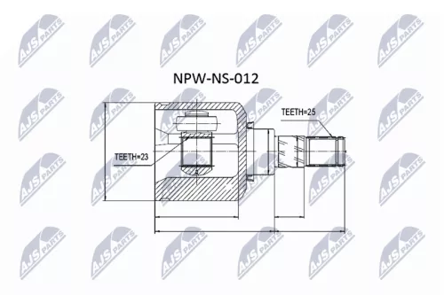 NTY NTY NPW-NS-012 Inner NTY Cv Joint & Boot Kit 