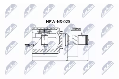 NTY NTY NPW-NS-025 Front Left NTY Cv Joint & Boot Kit 