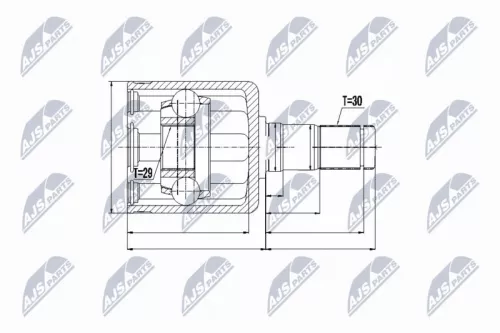 Inner Front Left NTY Cv Joint & Boot Kit