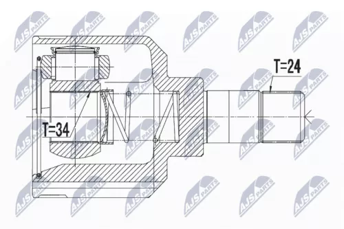 NTY NTY NPW-PE-022 Front Right NTY Cv Joint & Boot Kit 