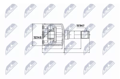 NTY NTY NPW-PL-011 Front Left Front Right Inner NTY Cv Joint & Boot Kit 