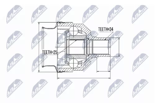 Inner Front NTY Cv Joint & Boot Kit