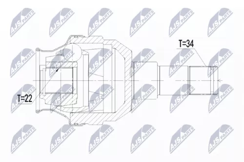 NTY NTY NPW-PL-052 Rear Left Rear Right NTY Cv Joint & Boot Kit 