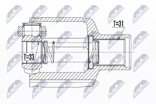 Front Right Inner NTY Cv Joint & Boot Kit