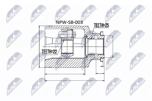 NTY NTY NPW-SB-003 Front Inner NTY Cv Joint & Boot Kit 